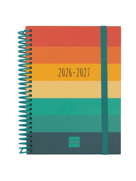 Finocam Diva Agenda Escolar 26/27 en Catalan - Semana Vista Horizontal - Formato 8º - 120x164mm - Tapas de Carton Forrado - Papel de 80g/m2 - Espiral - Esquinas Microperforadas - Multicolor