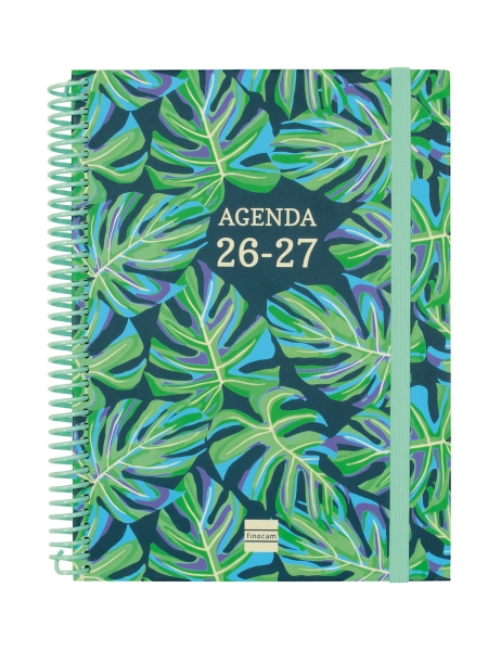 Finocam Diva Agenda Escolar 26/27 en Catalan - Semana Vista Horizontal - Formato 4º - 155x212mm - Tapas de Carton Forrado - Papel de 80g/m2 - Espiral - Esquinas Microperforadas - Multicolor