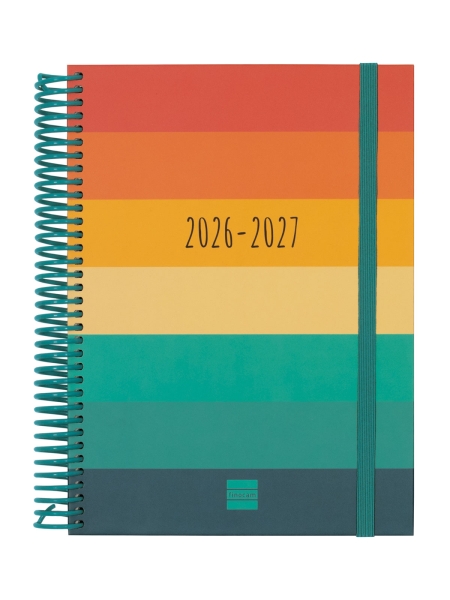 Finocam Diva Agenda Escolar 26/27 en Catalan - 1 Dia por Pagina - Formato 4º - 155x212mm - Tapas de Carton Forrado - Papel de 80g/m2 - Espiral - Esquinas Microperforadas - Multicolor