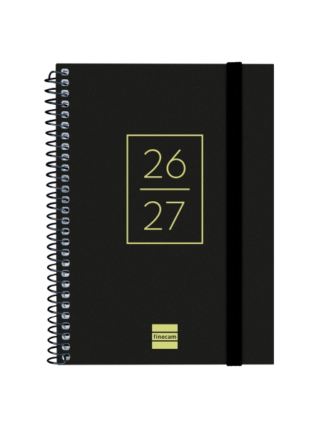 Finocam Secundaria Agenda Escolar 26/27 en Catalan - Semana Vista Horizontal - Formato 8º - 120x164mm - Tapas de Polipropileno - Papel de 80g/m2 - Espiral - Esquinas Microperforadas - Color Negro