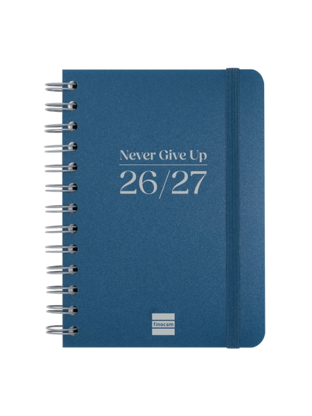 Finocam Cosmo Flex Agenda Escolar 26/27 en Catalan - Semana Vista Horizontal - Formato 8º - 120x169mm - Tapas de Polipropileno - Papel de 80g/m2 - Espiral - Esquinas Microperforadas - Color Azul