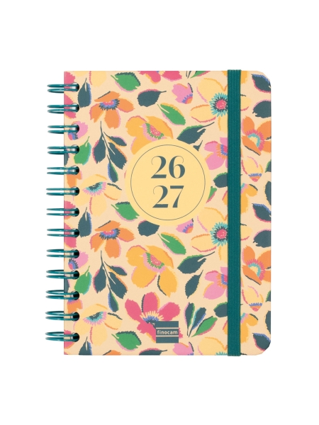 Finocam Cosmo Cart Agenda Escolar 26/27 en Catalan - Semana Vista Horizontal - Formato 8º - 120x169mm - Tapas de Carton Forrado - Papel de 80g/m2 - Espiral - Esquinas Microperforadas - Multicolor