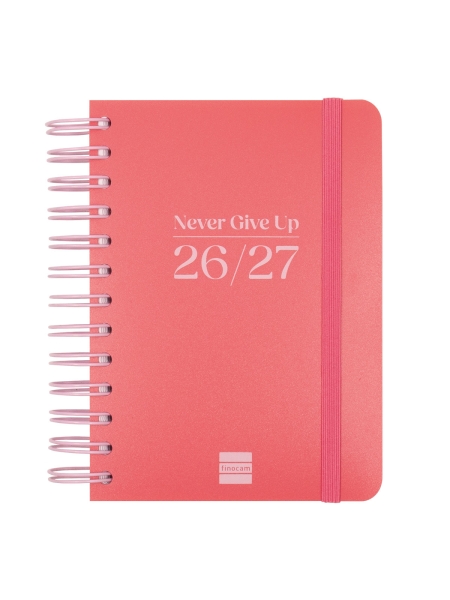 Finocam Cosmo Flex Agenda Escolar 26/27 en Catalan - 1 Dia por Pagina - Formato 8º - 120x169mm - Tapas de Polipropileno - Papel de 80g/m2 - Espiral - Esquinas Microperforadas - Color Rojo