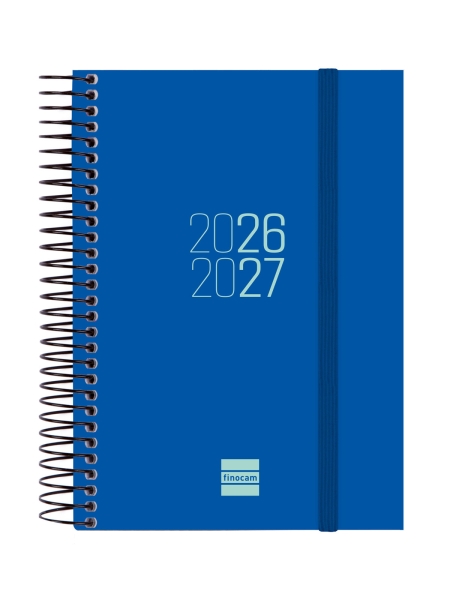 Finocam Espir Agenda Escolar 26/27 en Catalan - 1 Dia por Pagina - Formato E8 - 120x171mm - Tapas de Polipropileno - Papel de 70g/m2 - Espiral Metalica - Esquinas Microperforadas - Color Azul