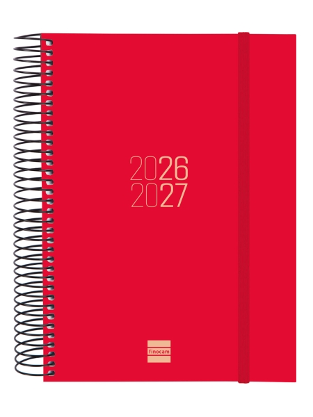 Finocam Espir Agenda Escolar 26/27 en Catalan - 1 Dia por Pagina - Formato E10 - 155x212mm - Tapas de Polipropileno - Papel de 70g/m2 - Espiral Metalica - Esquinas Microperforadas - Color Rojo