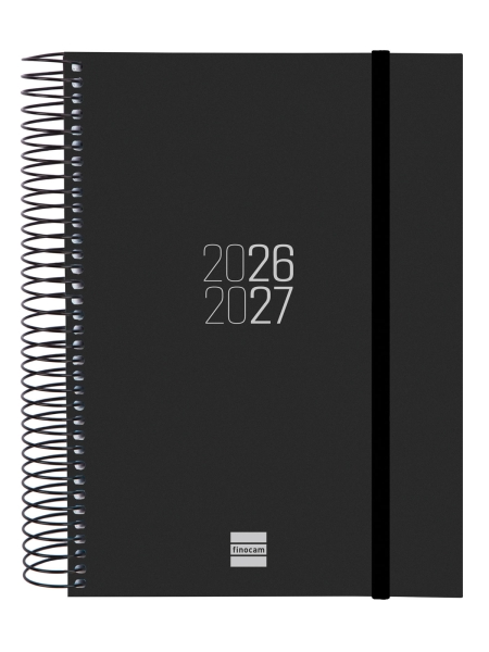 Finocam Espir Agenda Escolar 26/27 en Catalan - 1 Dia por Pagina - Formato E10 - 155x212mm - Tapas de Polipropileno - Papel de 70g/m2 - Espiral Metalica - Esquinas Microperforadas - Color Negro