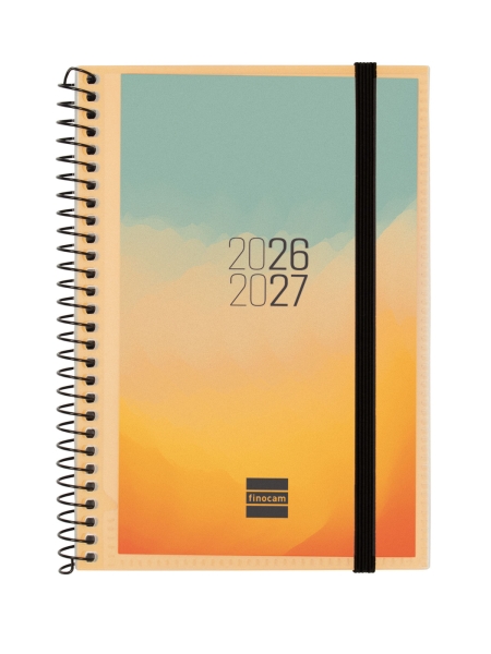 Finocam Espir Agenda Escolar 26/27 en Catalan - Semana Vista Horizontal - Formato E8 - 120x171mm - Tapas de Polipropileno - Papel de 80g/m2 - Espiral - Esquinas Microperforadas - Multicolor