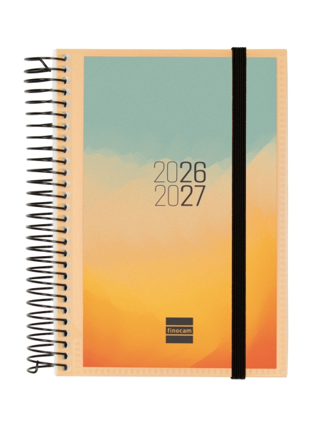 Finocam Espir Agenda Escolar 26/27 en Catalan - 1 Dia por Pagina - Formato E8 - 120x171mm - Tapas de Polipropileno - Papel de 70g/m2 - Espiral Metalica - Esquinas Microperforadas - Multicolor