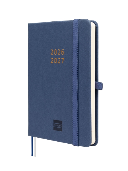 Finocam Minimal Agenda de Tapa Dura Internacional - 18 Meses - Semana Vista Horizontal - Formato M3 - 100x150mm - Papel Crema de 80g/m2 - Bolsillo Interior - Cierre con Goma - Color Azul