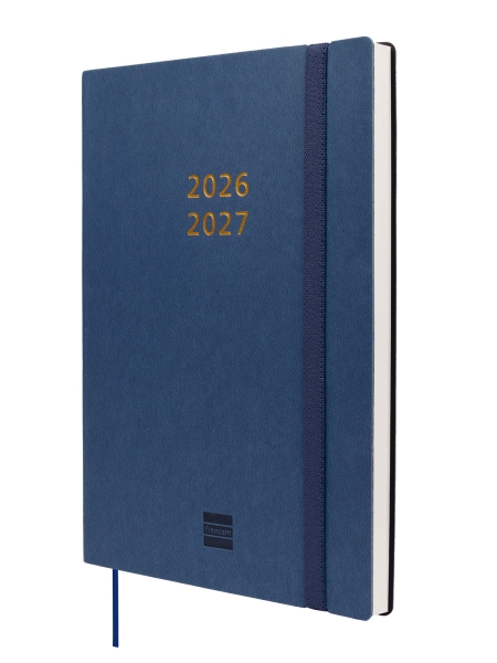 Finocam Mara Agenda de Tapa Flexible Internacional - 18 Meses - Semana Vista Vertical - Formato Y10 - 140x204mm - Papel de 80g/m2 - Esquinas Microperforadas - Cierre con Goma - Color Azul