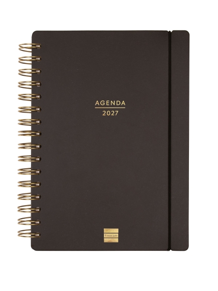 Finocam Haiku Agenda de Espiral - 16 Meses - Semana Vista Horizontal - Formato E10 - 155x212mm - Tapa Dura - Papel de 95g/m2 - Cierre con Goma Elastica - Color Negro