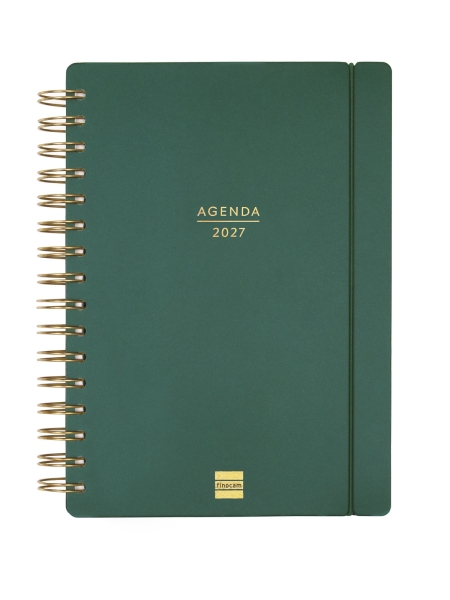 Finocam Haiku Agenda de Espiral - 16 Meses - Semana Vista Horizontal - Formato E10 - 155x212mm - Tapa Dura - Papel de 95g/m2 - Cierre con Goma Elastica - Color Verde