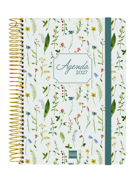 Finocam Cloe Agenda de Espiral - 16 Meses - Semana Vista Horizontal - Formato E10 - 155x212mm - Tapa Dura - Papel de 100g/m2 - Cierre con Goma Elastica - Adhesivos Tematicos - Multicolor