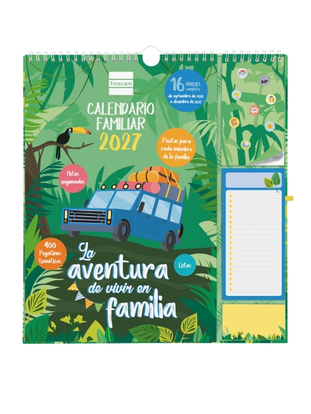 Finocam Sep Calendario de Pared - 16 Meses - Mes Vista - Formato Plus - 215x325mm - Espiral Doble Metalica - Papel de 140g/m2 - Espacio para Notas - Anilla Portaboligrafo - Multicolor