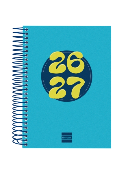 Finocam Cool Agenda Escolar 26/27 - 1 Dia por Pagina - Formato 8º - 120x164mm - Tapas de Carton Forrado - Papel de 80g/m2 - Espiral Metalica - Esquinas Microperforadas - Color Azul