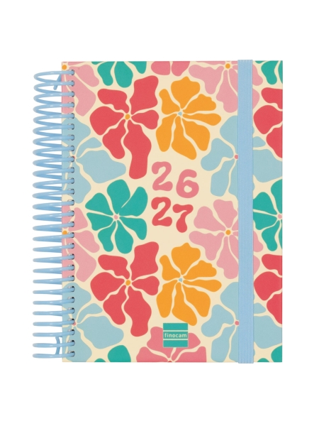 Finocam Diva Agenda Escolar 26/27 - 1 Dia por Pagina - Formato 8º - 120x164mm - Tapas de Carton Forrado - Papel de 80g/m2 - Espiral de Plastico - Esquinas Microperforadas - Multicolor