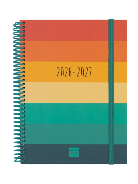Finocam Diva Agenda Escolar 26/27 - Semana Vista Horizontal - Formato 4º - 155x212mm - Tapas de Carton Forrado - Papel de 80g/m2 - Espiral de Plastico - Esquinas Microperforadas - Multicolor