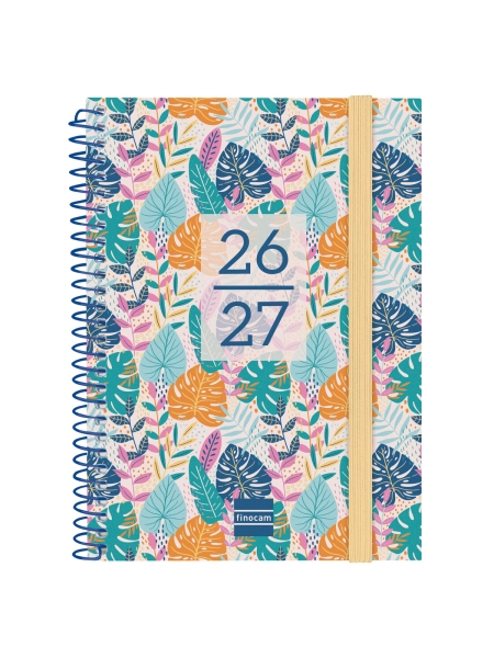 Finocam Secundaria Agenda Escolar 26/27 - Semana Vista Horizontal - Formato 8º - 120x164mm - Tapas de Polipropileno - Papel de 80g/m2 - Espiral Metalica - Esquinas Microperforadas - Multicolor