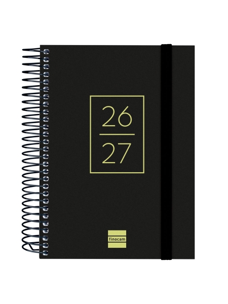 Finocam Secundaria Agenda Escolar 26/27 - 1 Dia por Pagina - Formato 8º - 120x164mm - Tapas de Polipropileno - Papel de 80g/m2 - Espiral Metalica - Esquinas Microperforadas - Color Negro