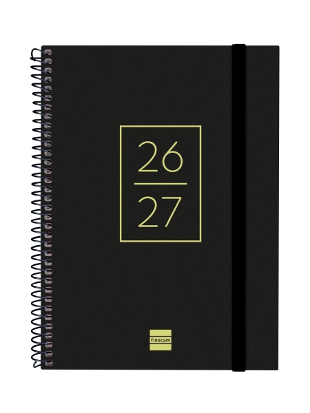 Finocam Secundaria Agenda Escolar 26/27 - Semana Vista Horizontal - Formato 4º - 155x212mm - Tapas de Polipropileno - Papel de 80g/m2 - Espiral Metalica - Esquinas Microperforadas - Color Negro