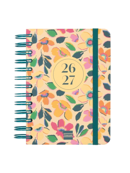 Finocam Cosmo Cart Agenda Escolar 26/27 - 1 Dia por Pagina - Formato 8º - 120x169mm - Tapas de Carton Forrado - Papel de 80g/m2 - Espiral Metalica - Esquinas Microperforadas - Multicolor