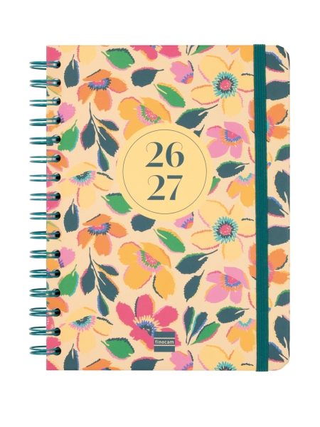 Finocam Cosmo Cart Agenda Escolar 26/27 - Semana Vista Horizontal - Formato 4º - 155x212mm - Tapas de Carton Forrado - Papel de 80g/m2 - Espiral Metalica - Esquinas Microperforadas - Multicolor