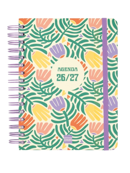Finocam Cosmo Cart Agenda Escolar 26/27 - 1 Dia por Pagina - Formato 4º - 155x212mm - Tapas de Carton Forrado - Papel de 80g/m2 - Espiral Metalica - Esquinas Microperforadas - Multicolor