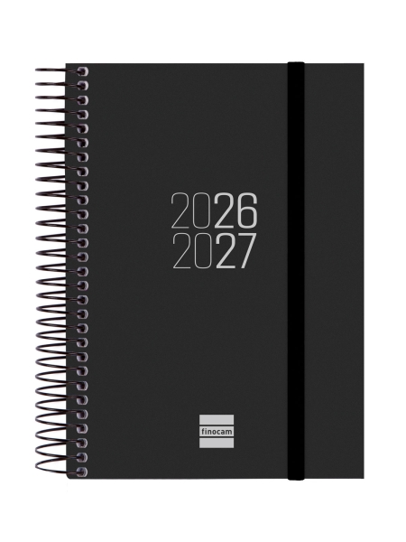 Finocam Espir Agenda Escolar 26/27 - 1 Dia por Pagina - Formato E8 - 120x171mm - Tapas de Polipropileno - Papel de 70g/m2 - Espiral Metalica - Esquinas Microperforadas - Color Negro