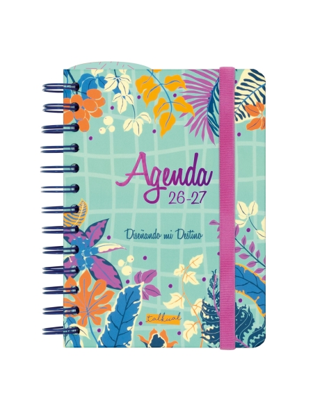 Finocam Talkual Agenda Escolar 26/27 - Semana Vista Horizontal - Formato 8º - 120x169mm - Tapa Dura - Papel de 100g/m2 - Espiral Metalica - Multicolor