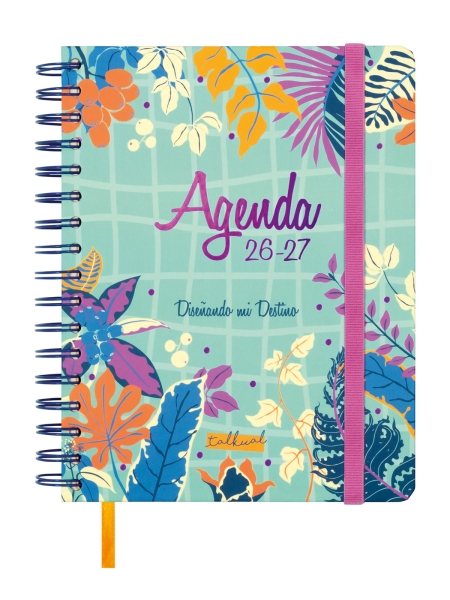 Finocam Talkual Agenda Escolar 26/27 - Semana Vista Horizontal - Formato 4º - 155x217mm - Tapa Dura - Papel de 100g/m2 - Espiral Metalica - Multicolor