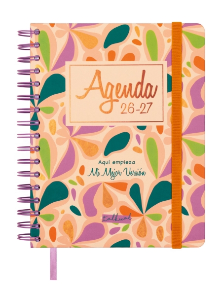 Finocam Talkual Agenda Escolar 26/27 - 1 Dia por Pagina - Formato 4º - 155x217mm - Tapa Dura - Papel de 80g/m2 - Espiral Metalica - Multicolor