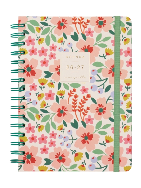 Finocam Moniquilla Agenda Escolar 26/27 - Semana Vista Horizontal - Formato E10 - 155x212mm - Tapa Dura - Papel de 80g/m2 - Espiral Metalica - Multicolor