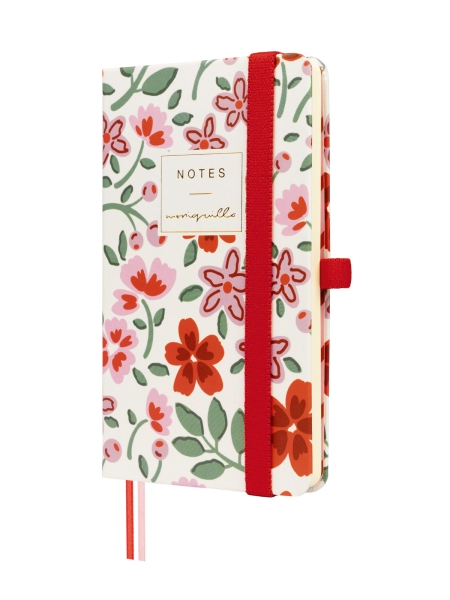 Finocam Moniquilla Cuaderno de Tapa Dura - 72 Hojas - 90x150mm - Papel Crema de 80g/m2 - Liso - Bolsillo Interior - Cierre con Goma - Hojas Microperforadas - Multicolor