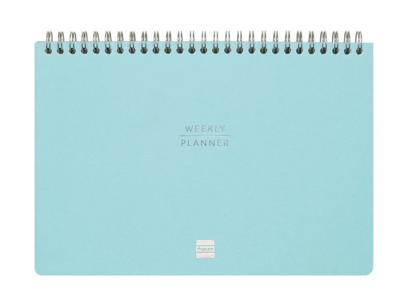 Finocam Haiku Planificador sin Fechar - Internacional - Semana Vista Vertical - 240x165mm - Tapa Dura - Papel de 95g/m2 - 57 Semanas - Espiral Metalica - Color Azul