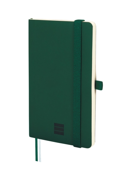 Finocam Nexo Cuaderno de Tapa Blanda - 72 Hojas - 90x150mm - Papel Crema de 80g/m2 - Liso - Bolsillo Interior - Cierre con Goma - Hojas Microperforadas - Color Verde Oscuro