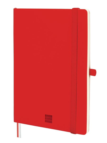 Finocam Nexo Cuaderno de Tapa Blanda - 72 Hojas - Formato A5 - 148x210mm - Papel Crema de 80g/m2 - Bolsillo Interior - Cierre con Goma - Portaboligrafo - Hojas Microperforadas - Color Rojo