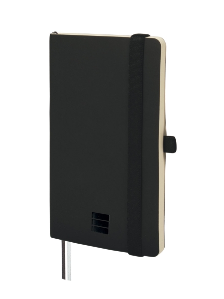 Finocam Nexo Cuaderno de Tapa Blanda - 72 Hojas - 90x150mm - Rayado Horizontal - Papel Crema de 80g/m2 - Bolsillo Interior - Cierre con Goma - Portaboligrafo - Hojas Microperforadas - Color Negro