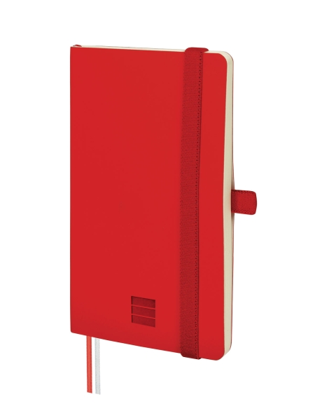 Finocam Nexo Cuaderno de Tapa Blanda - 72 Hojas - 90x150mm - Rayado Horizontal - Papel Crema de 80g/m2 - Bolsillo Interior - Cierre con Goma - Portaboligrafo - Hojas Microperforadas - Color Rojo