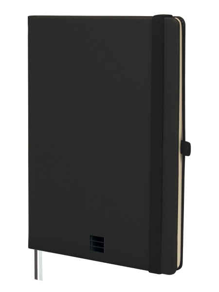 Finocam Nexo Cuaderno de Tapa Dura - 72 Hojas - Formato A5 - 148x210mm - Papel Crema de 80g/m2 - Bolsillo Interior - Cierre con Goma - Portaboligrafo - Hojas Microperforadas - Color Negro