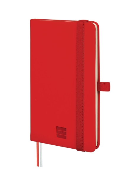 Finocam Nexo Cuaderno de Tapa Dura - 72 Hojas - 90x150mm - Rayado Horizontal - Papel Crema de 80g/m2 - Bolsillo Interior - Portaboligrafo - Hojas Microperforadas - Color Rojo