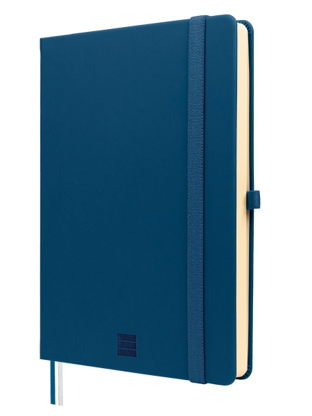 Finocam Nexo Double Cuaderno de Tapa Dura - 144 Hojas - Formato A5 - 148x210mm - Papel Crema de 80g/m2 - Liso - Bolsillo Interior - Cierre con Goma - Hojas Microperforadas - Color Azul Marino