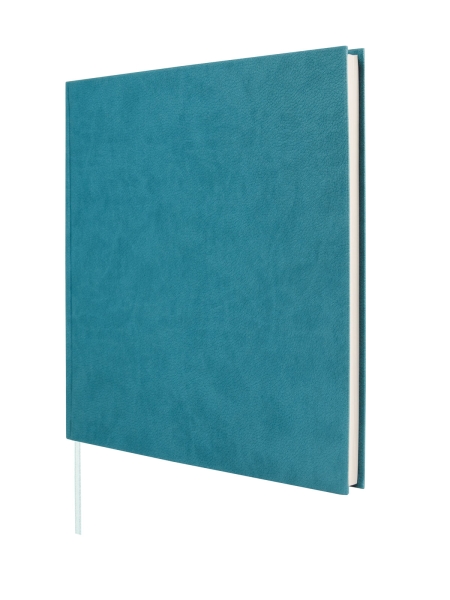 Finocam Event Libro de Visitas para Firmar - 80 Hojas - 250X250mm - Papel Marfil de 120g/m2 - Cubierta Sintetica de Imitacion Piel - Color Azul