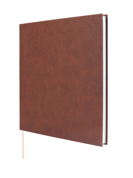 Finocam Event Libro de Visitas para Firmar - 80 Hojas - 250X250mm - Papel Marfil de 120g/m2 - Cubierta Sintetica de Imitacion Piel - Color Marron