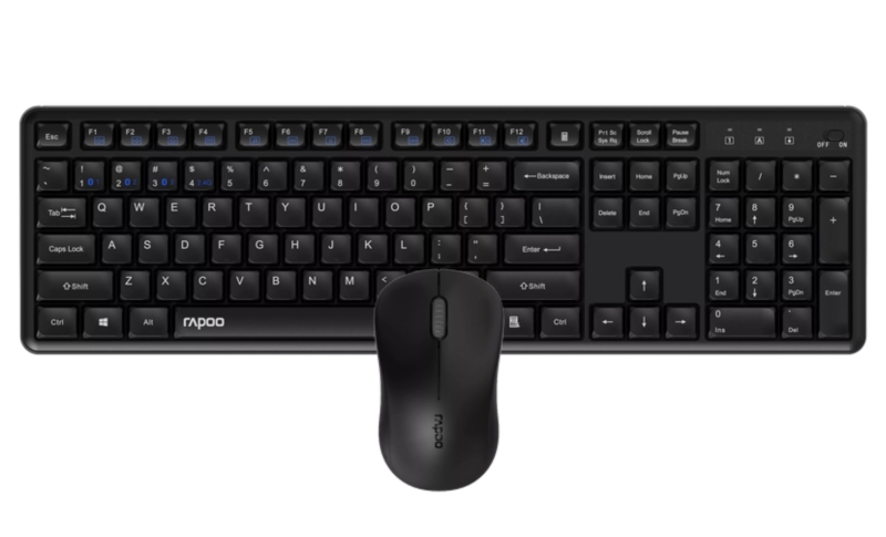 Rapoo 8150M Silent Pack Teclado + Raton Inalambricos - Bluetooth y 2.4GHz -  Raton 1300 DPI - Autonomia hasta 12 Meses - Color Negro