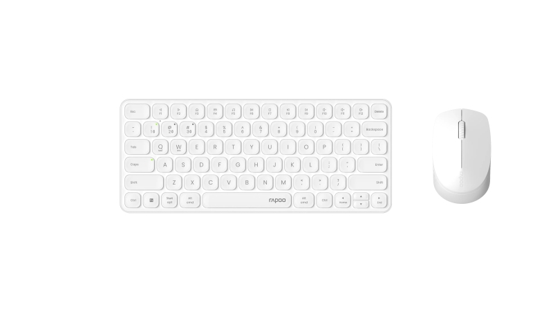 Rapoo 9010M Pack Teclado Compacto + Raton Inalambricos - Bluetooth y 2.4GHz -  Raton 2400 DPI - Autonomia hasta 12 Meses - Color Blanco