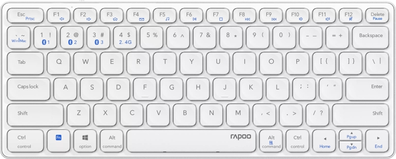 Rapoo E9600M Teclado Compacto Ultafino Inalambrico - Bluetooth y 2.4GHz - Base de Aluminio - Bateria Recargable Ecologica - Color Gris