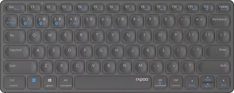 Rapoo E9600M Teclado Compacto Ultafino Inalambrico - Bluetooth y 2.4GHz - Base de Aluminio - Bateria Recargable Ecologica - Color Gris