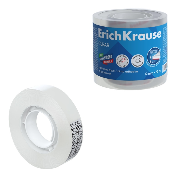 ErichKrause Clear Cinta Adhesiva - 12mmx33m - Transparente