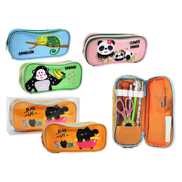 Bismark Animals Portatodo con Divertdas Imagenes de Animales - 2 Compartimentos - 4 Diseños Diferentes