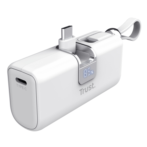 Trust Pacto Bateria Powerbank de 5000mAh - Potencia 20W - 3xUSB-C - Power Delivery - Deteccion Automatica - Plastico ABS - 25x39x77mm - Color Blanco